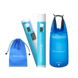Üν Gravity Water Filter Straw with 2 Gallon Bag and LED Display, Portable Survival Water Purifier for Travel, Backpacking and Emergency, Compact Gravity Water Filtration System for Outdoor Adventures
