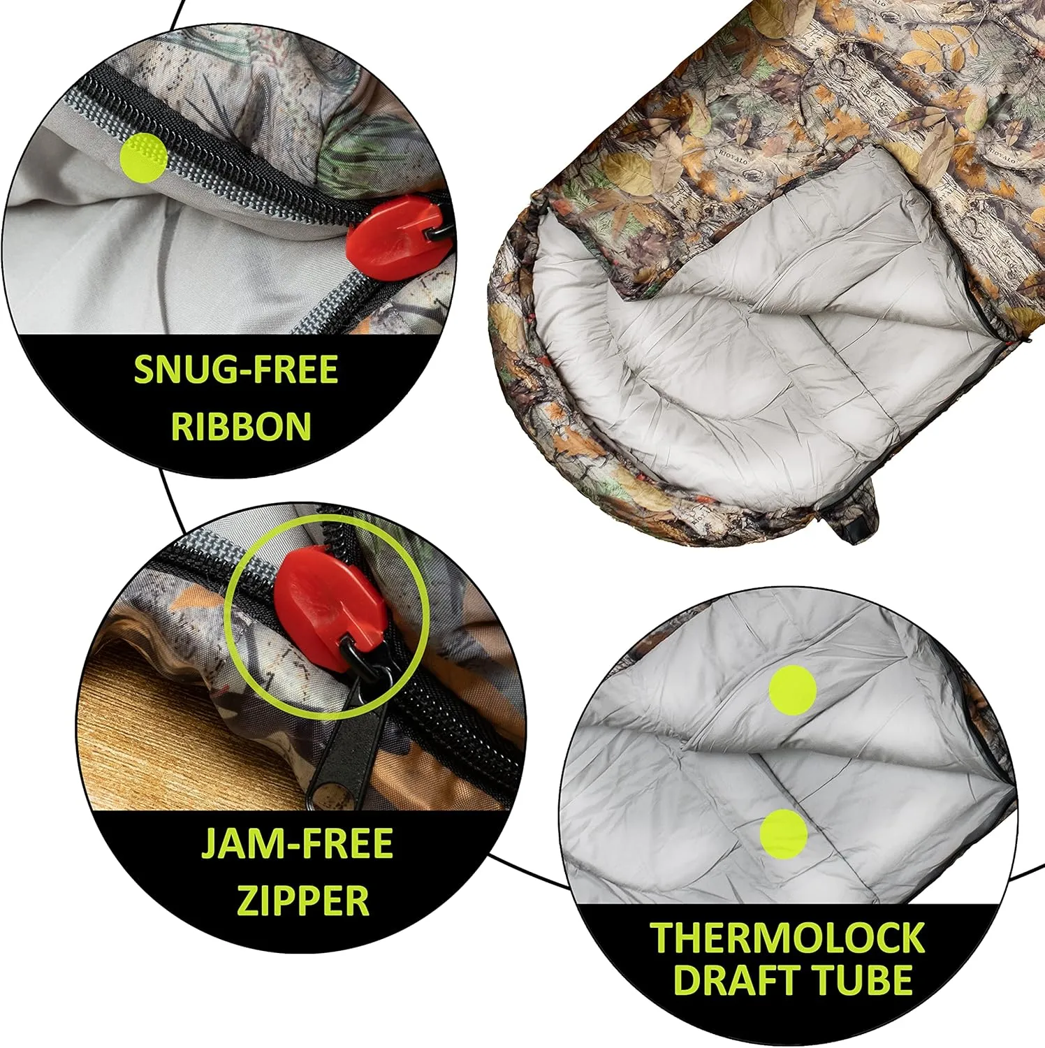 0 Degree Winter Sleeping Bags for Adults Camping (450GSM) - Temp Range (5F–32F) Portable Waterproof Compression Sack- Camping Sleeping Bags for Big and Tall in Env Hoodie: Backpacking Hiking 4 Season