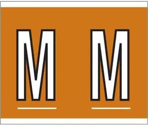 1-1/2" H x 1-1/4" W Brown Kardex PSF-139 Compatible 1-1/4" Alpha Labels 'M' (500/Roll) - TBBS-139-M