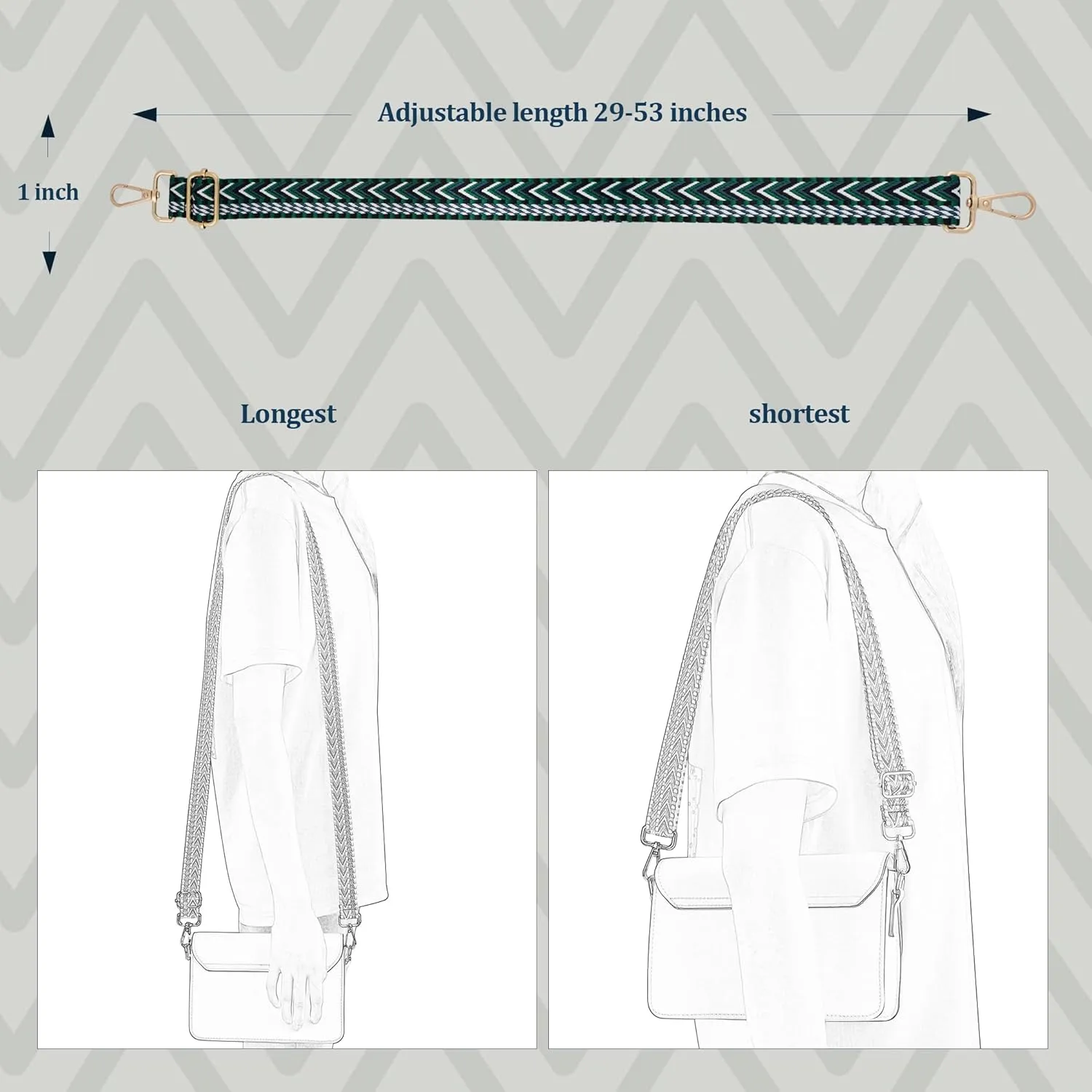 1 inch Purse Strap,Replacement Crossbody Strap Adjustable Shoulder Strap for Handbag Bag