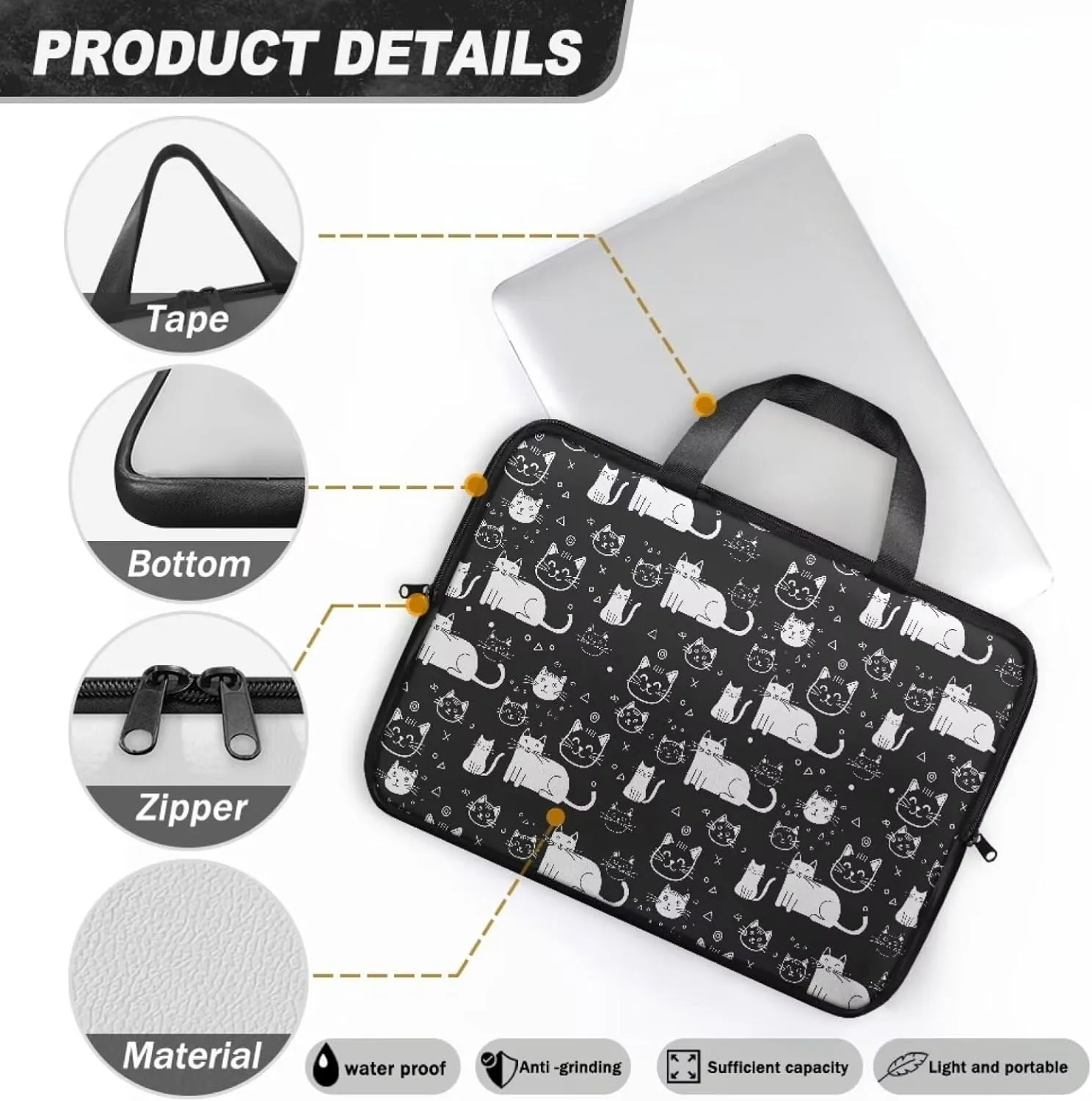 10-17 inch Laptop Bag Protective Laptop Sleeve Waterproof PU Leather Computer Carrying Bag