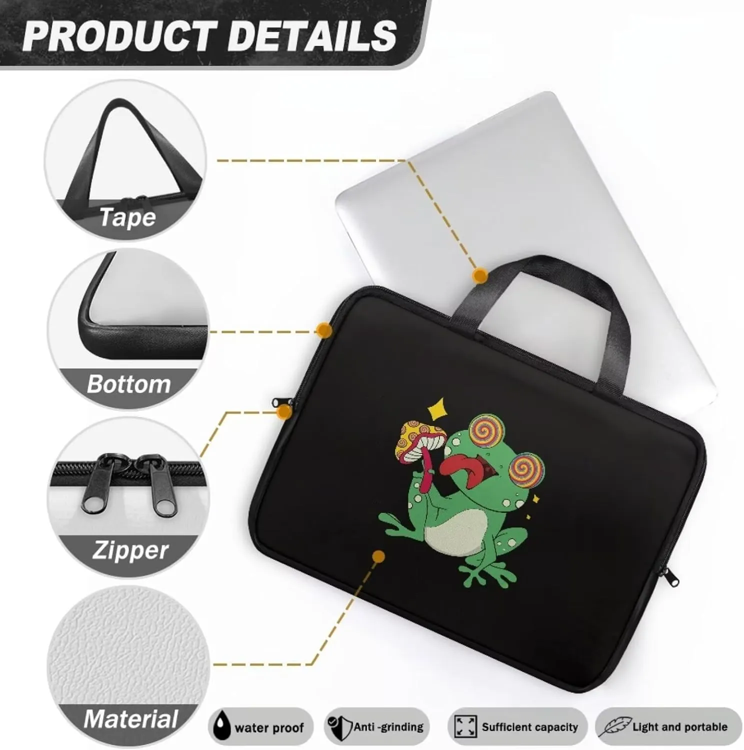 10-17 inch Laptop Bag Protective Laptop Sleeve Waterproof PU Leather Computer Carrying Bag