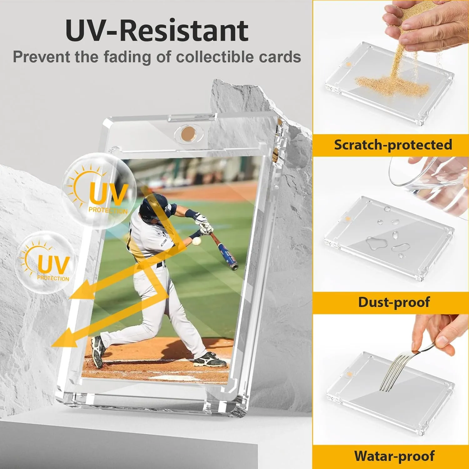 100PT Magnetic Card Holder for Trading Cards, 25 Pack One Card Touch Holder, U-V Protection Baseball Card Display Case Hard Plastic Protector for Basketball Sports Game