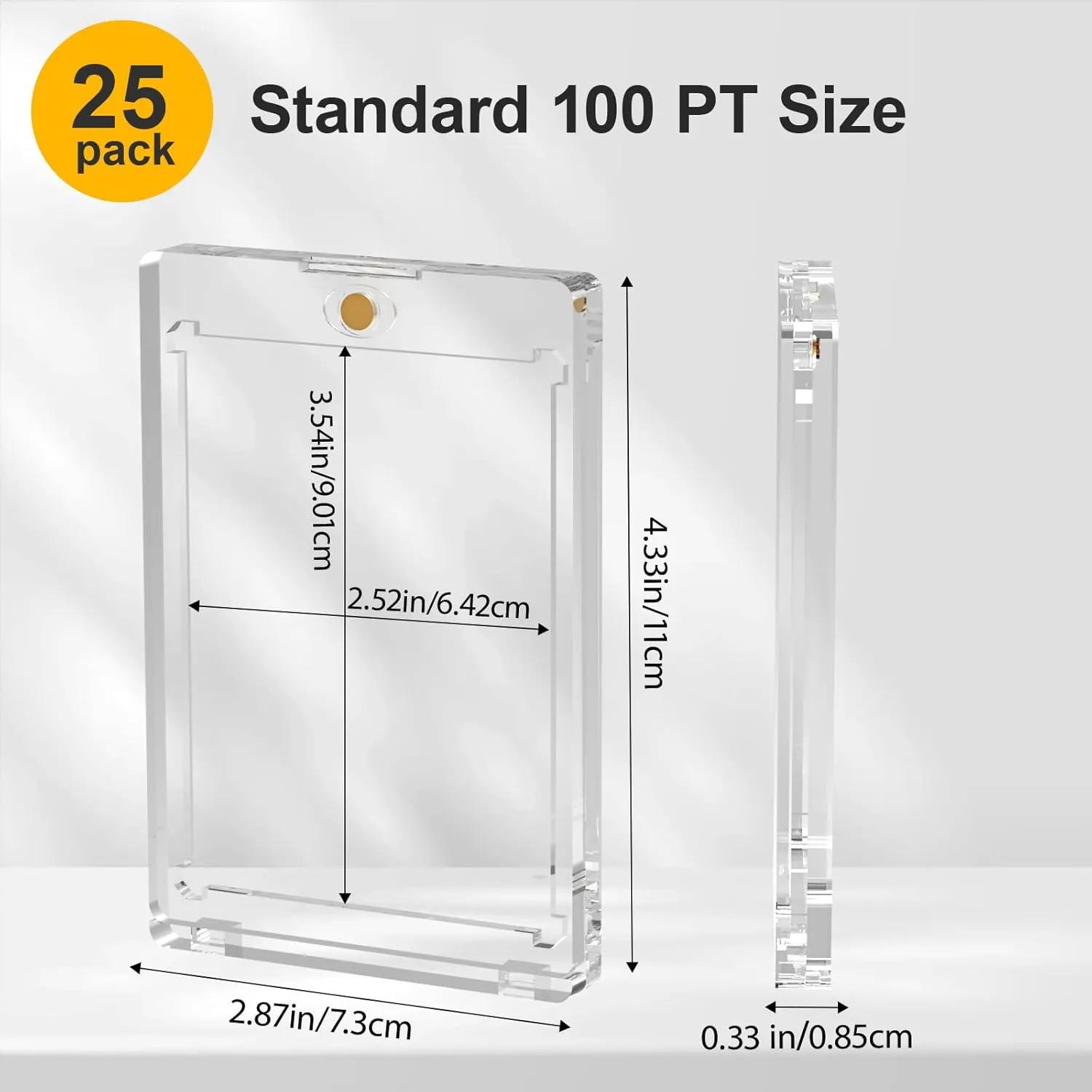 100PT Magnetic Card Holder for Trading Cards, 25 Pack One Card Touch Holder, U-V Protection Baseball Card Display Case Hard Plastic Protector for Basketball Sports Game