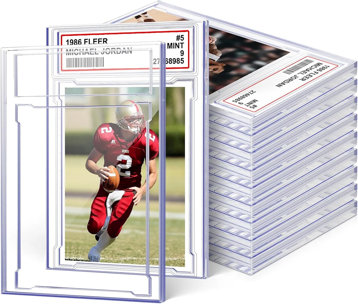 12 PCS Card Case Holder for Trading Cards, Acrylic Graded Card Slab Baseball Card Sleeves with Label Position Fit for MTG TCG and Sport Cards