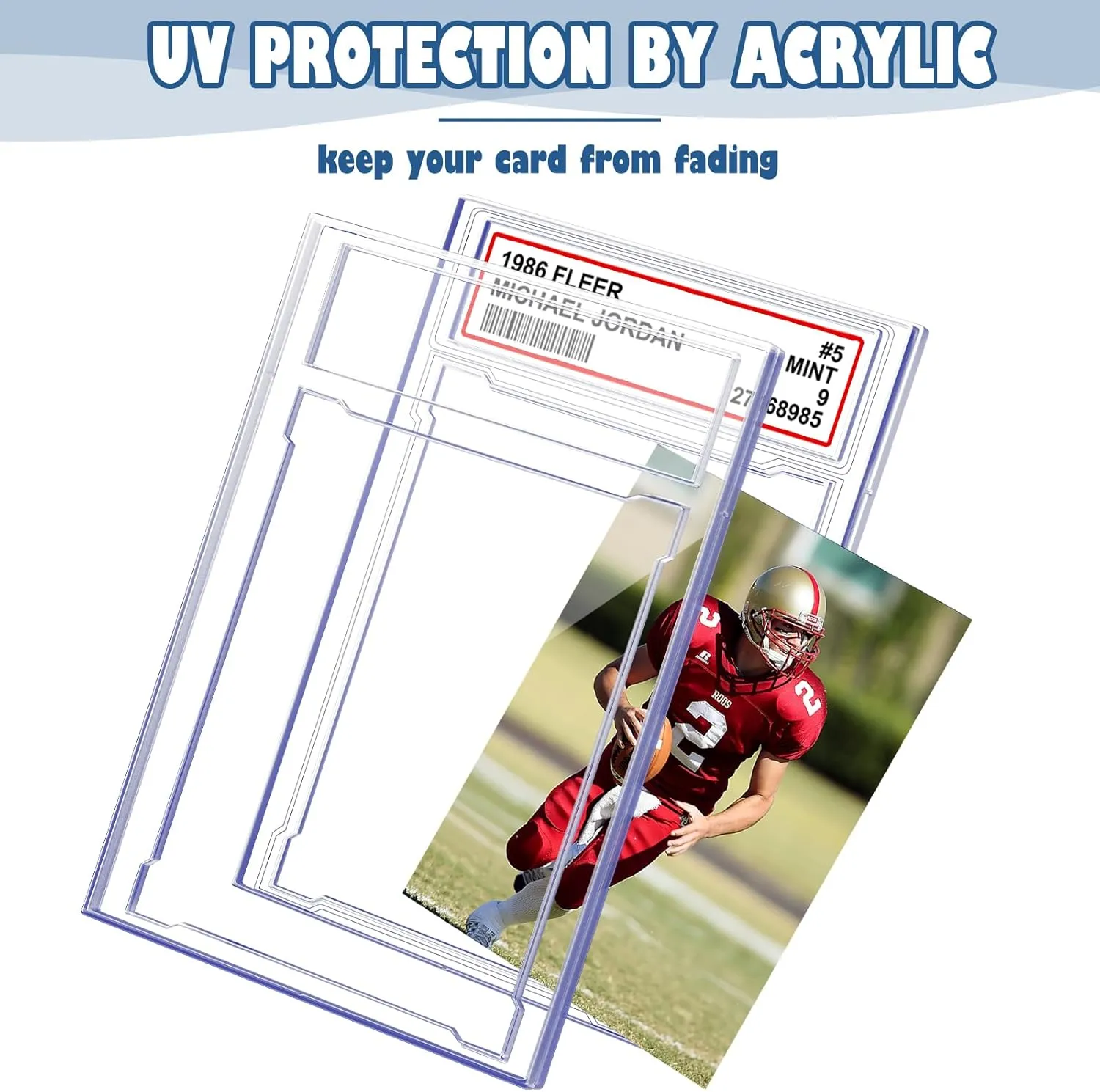 12 PCS Card Case Holder for Trading Cards, Acrylic Graded Card Slab Baseball Card Sleeves with Label Position Fit for MTG TCG and Sport Cards