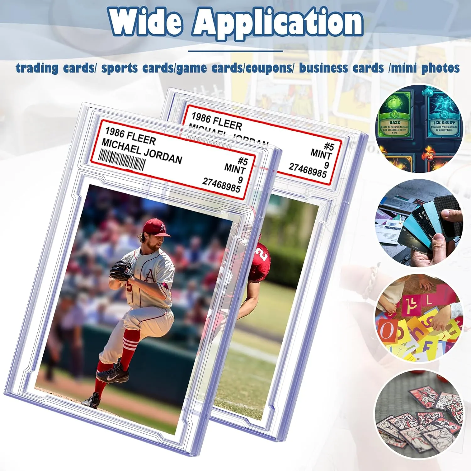12 PCS Card Case Holder for Trading Cards, Acrylic Graded Card Slab Baseball Card Sleeves with Label Position Fit for MTG TCG and Sport Cards