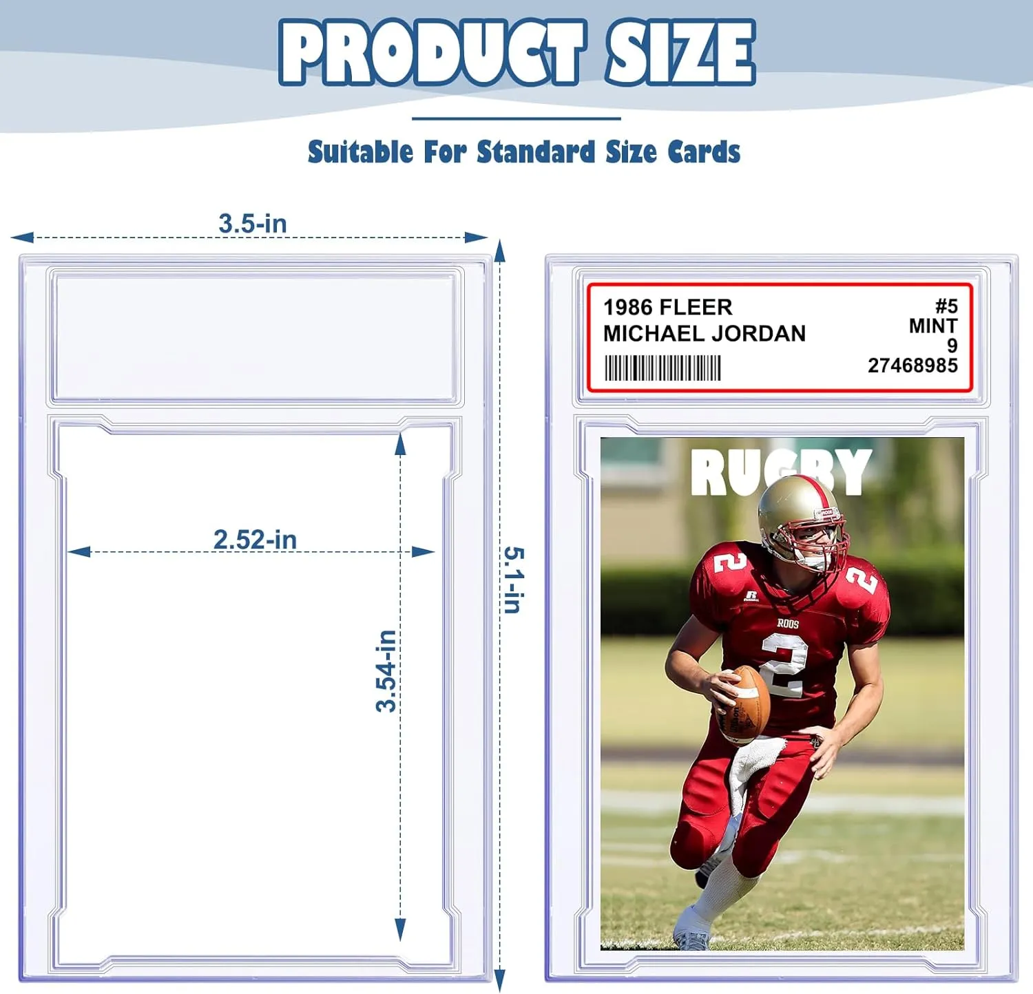 12 PCS Card Case Holder for Trading Cards, Acrylic Graded Card Slab Baseball Card Sleeves with Label Position Fit for MTG TCG and Sport Cards