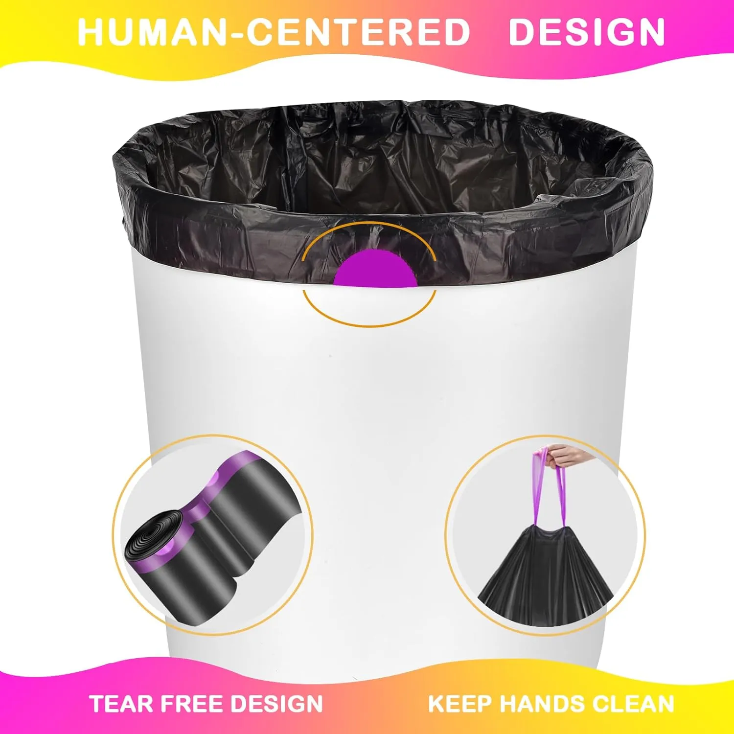 13 Gallon Drawstring Trash Bags,120 Count Black