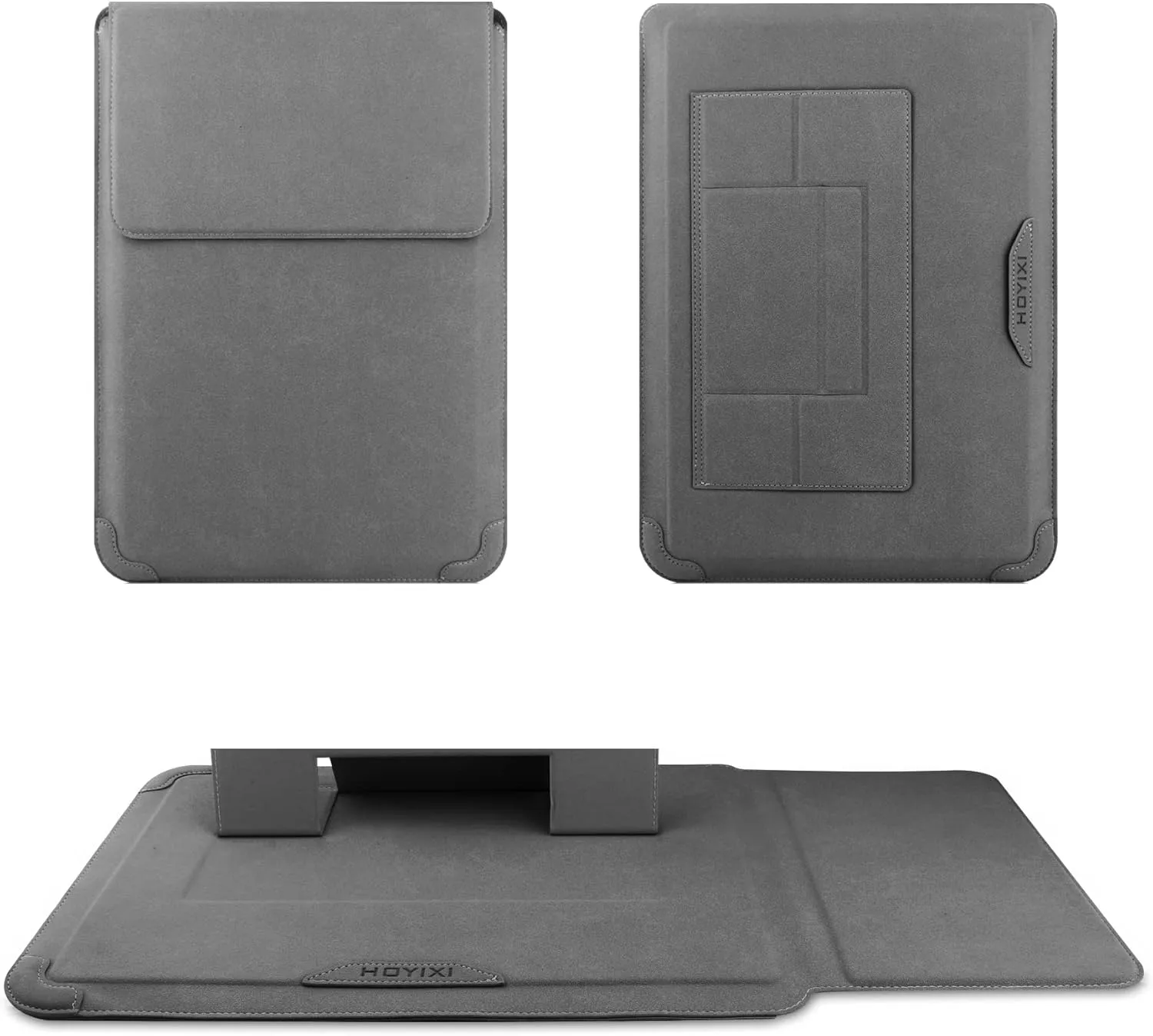 15 16 Inch Laptop Sleeve Case Leather Bag for MacBook Pro 16 2021 & 2019/ASUS Vivobook 15/Huawei MateBook D15/HP 15.6" PC/MacBook Pro 15/Surface Laptop 3/Dell Inspiron 15/IdeaPad, Gray