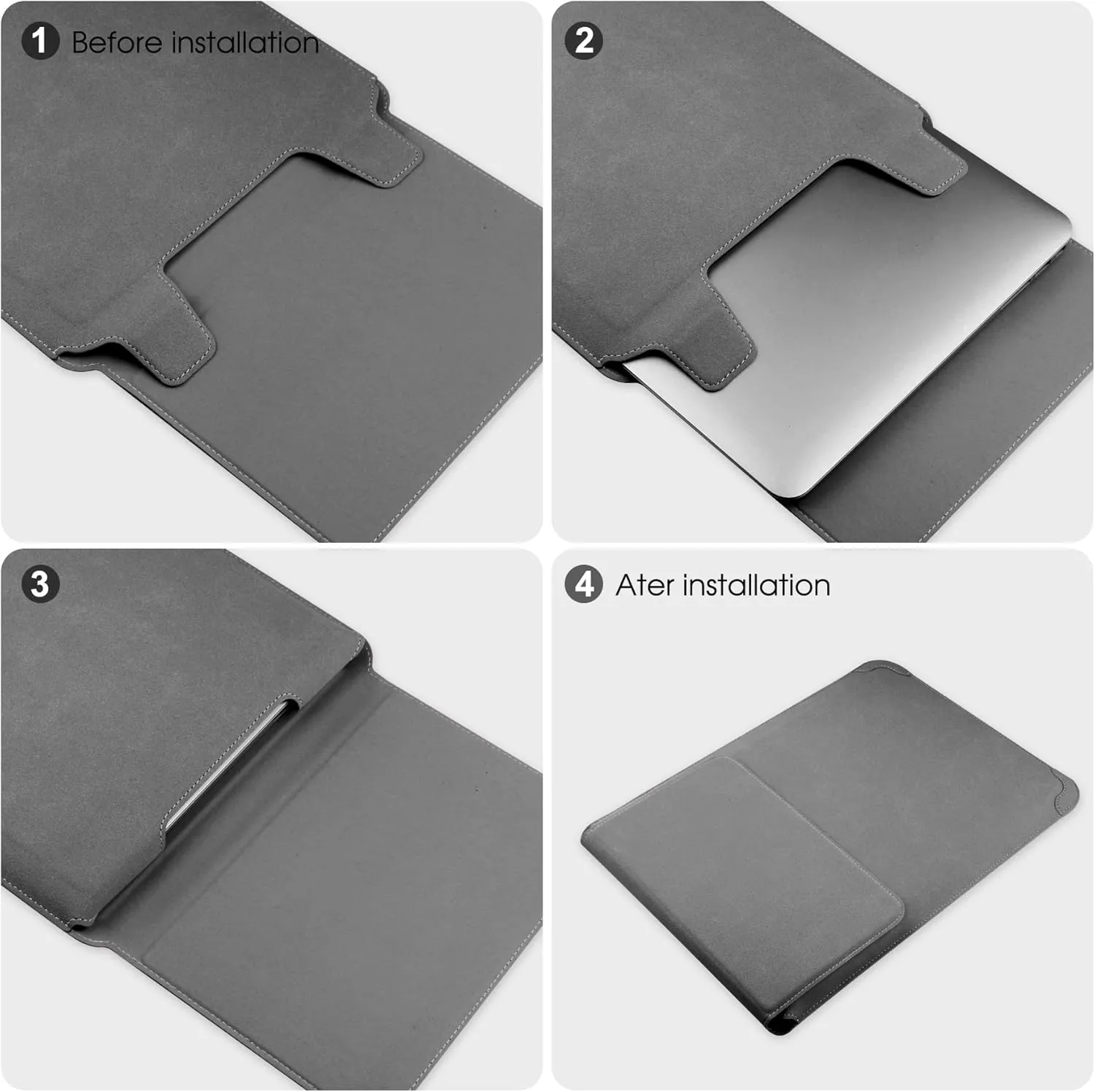 15 16 Inch Laptop Sleeve Case Leather Bag for MacBook Pro 16 2021 & 2019/ASUS Vivobook 15/Huawei MateBook D15/HP 15.6" PC/MacBook Pro 15/Surface Laptop 3/Dell Inspiron 15/IdeaPad, Gray