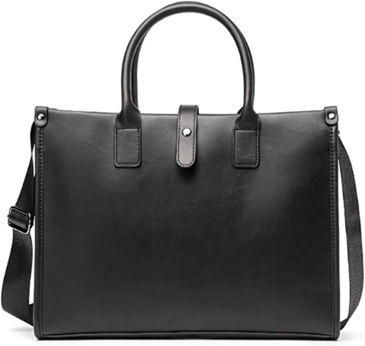 15.3in Retro Shoulder Bag, Men Satchel Bag, Leathers, Laptop Briefcase w/Strap, Vintage Messenger Crossbody Bag, Waterproof, for Business College