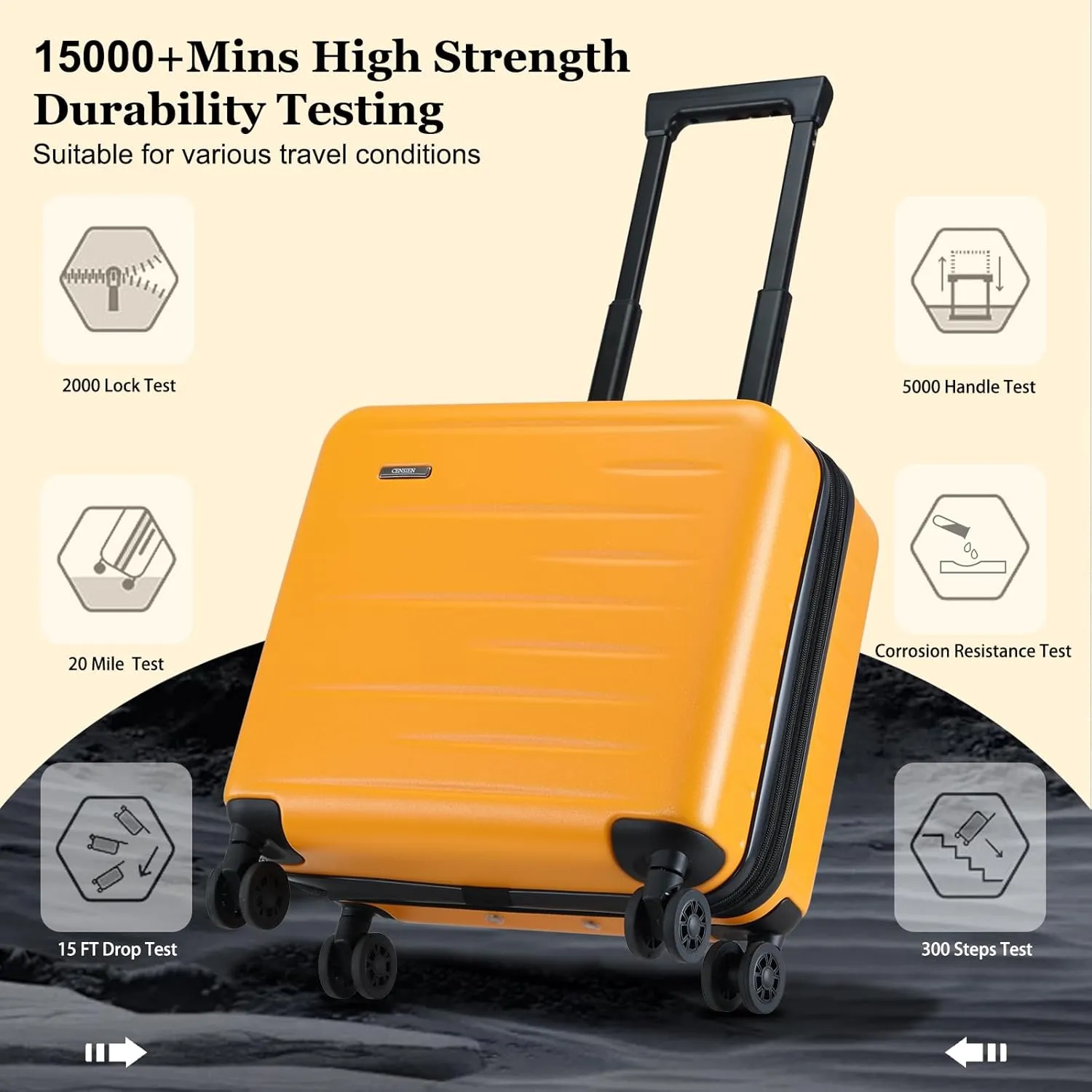 16 Inch Carry On Luggage Airline Approved, Expandable Lightweight ABS PC Hard Shell Suitcases with 360° Spinner Wheels, TSA Lock, YKK Zippers (Orange, 1 PC)