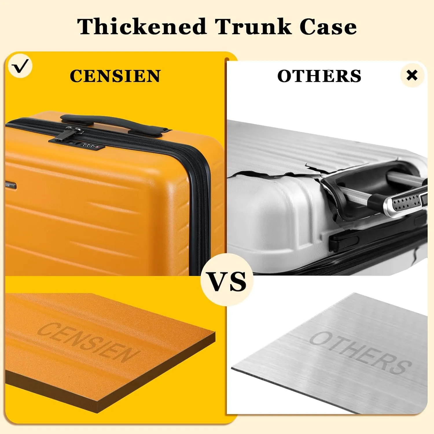 16 Inch Carry On Luggage Airline Approved, Expandable Lightweight ABS PC Hard Shell Suitcases with 360° Spinner Wheels, TSA Lock, YKK Zippers (Orange, 1 PC)