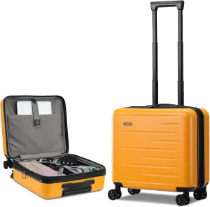 16 Inch Carry On Luggage Airline Approved, Expandable Lightweight ABS PC Hard Shell Suitcases with 360° Spinner Wheels, TSA Lock, YKK Zippers (Orange, 1 PC)