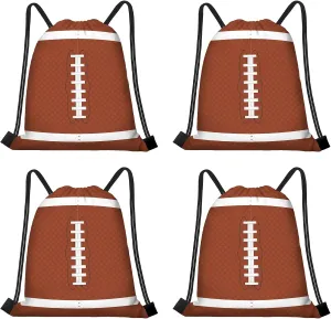 16 Pack Superbowl Party Decorations Football Drawstring Gift Bags Football Party Decorations for Kids Football Snack Goodie Treat Bag for Football Themed Birthday Sports Party Gift,9.8 x 11.8 Inches