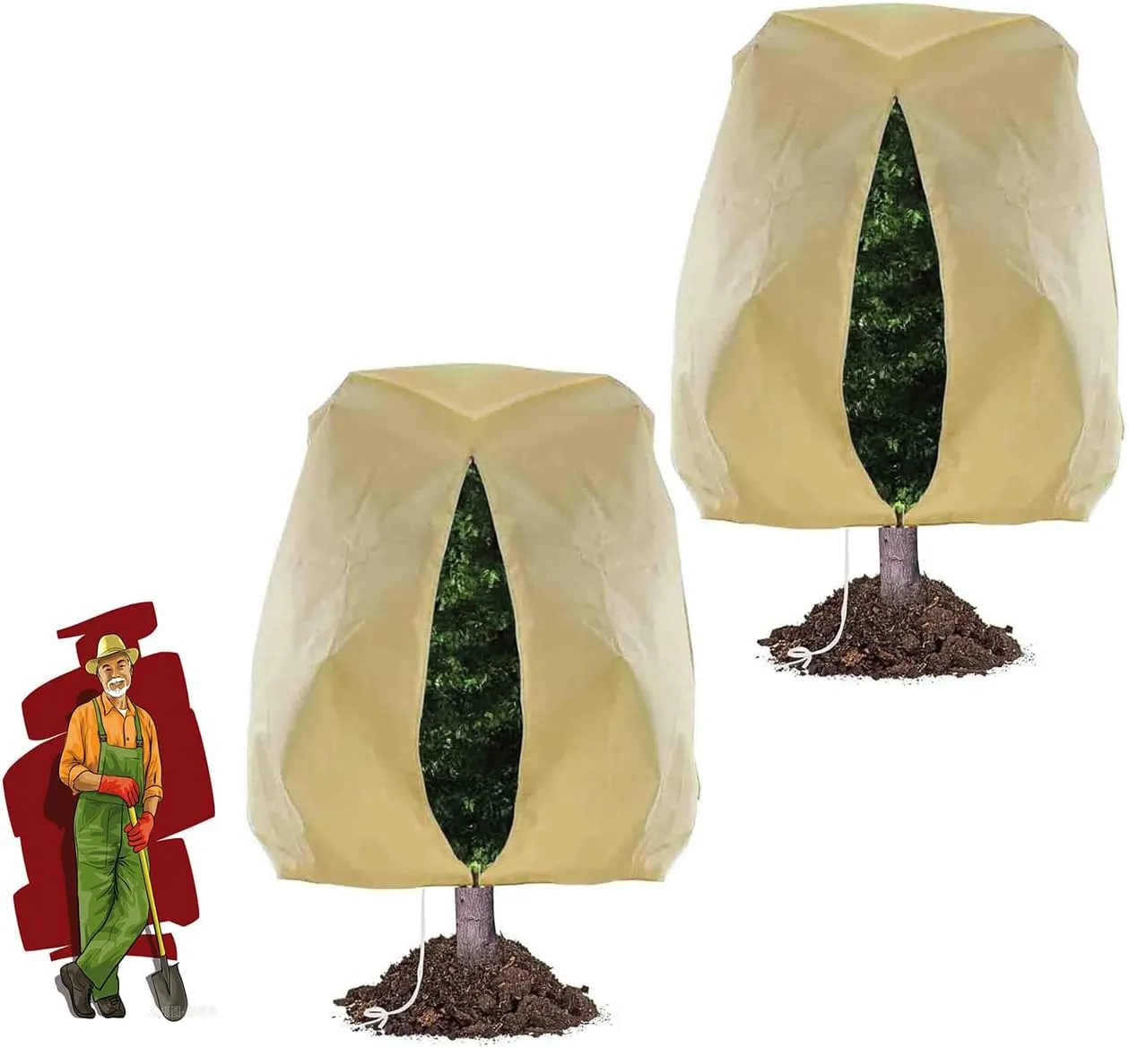 2 Pack Plant Covers Freeze Protection(78.7"x94.4"),Plant Protector Bag with Drawstring and Zipper,Reusable Plant Covers for Winter,Frost Covers from Wind and Animal