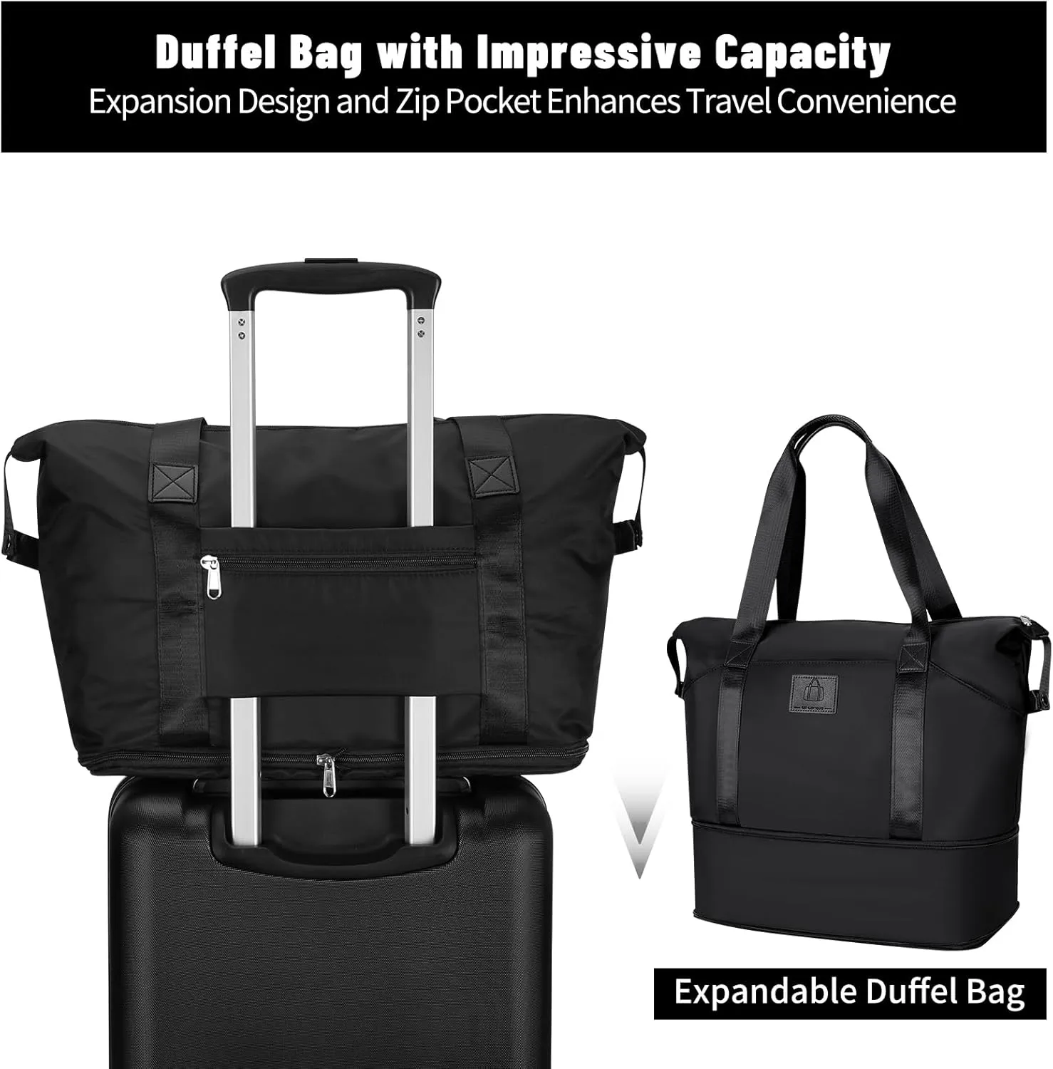 20 inch Small Carry On Luggage Front Open with Laptop Pocket, ABS PC Hard Shell Suitcase with Spinner Wheels TSA Lock & YKK Zipper, 20in/Toiletry Bag/Handbag, Black
