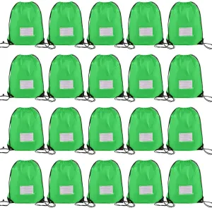 20 Pcs Drawstring Bags,Bulk Draw String Backpack, Cinch Bag Sackpack for Travel Gym Sport, Green