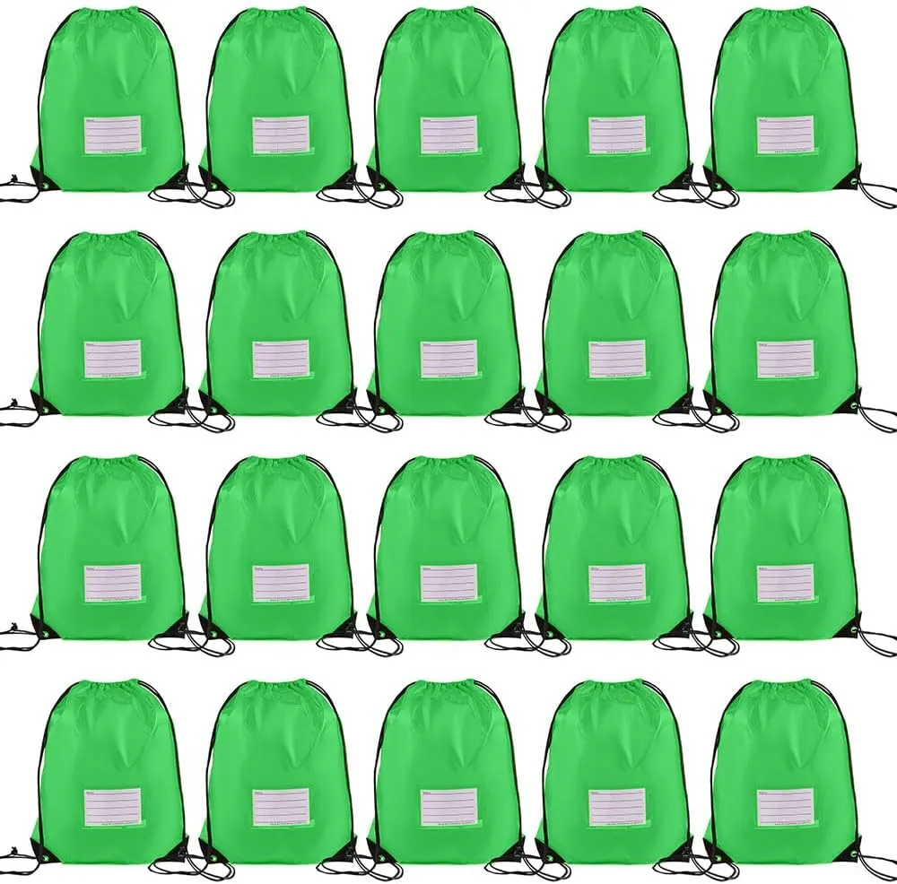 20 Pcs Drawstring Bags,Bulk Draw String Backpack, Cinch Bag Sackpack for Travel Gym Sport, Green