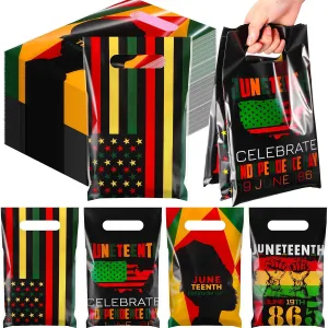 200 Pieces Plastic Juneteenth Gift Bags Bulk African Black Treat Bags Juneteenth Merchandise Party Favors for Africa Party Decoration