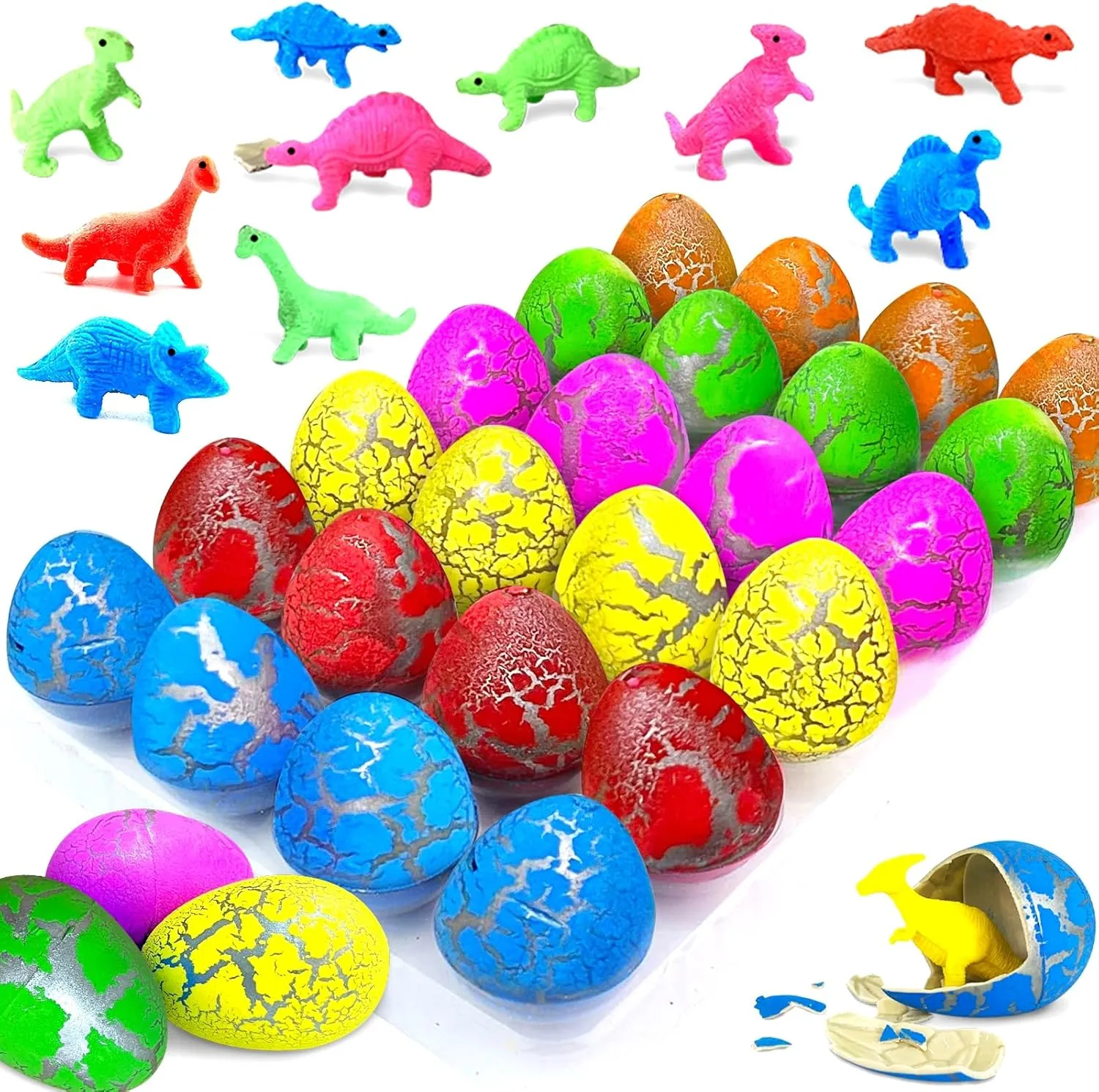24 Pcs Large Hatching Dinosaur Eggs Dinosaur Birthday Party Favors, Kids Toddlers Goodie Treat Bag Stuffers, Carnival Classroom Prizes, Treasure Box Toys, Boy Girl Grow in Water Dinos Egg Science Kits