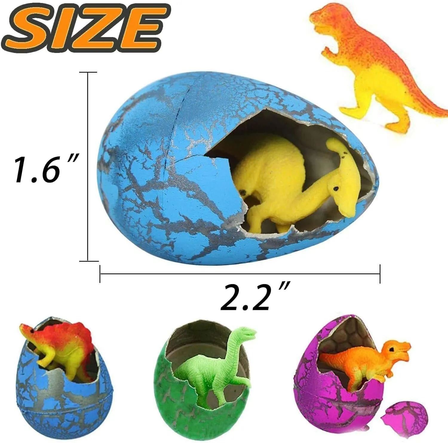 24 Pcs Large Hatching Dinosaur Eggs Dinosaur Birthday Party Favors, Kids Toddlers Goodie Treat Bag Stuffers, Carnival Classroom Prizes, Treasure Box Toys, Boy Girl Grow in Water Dinos Egg Science Kits