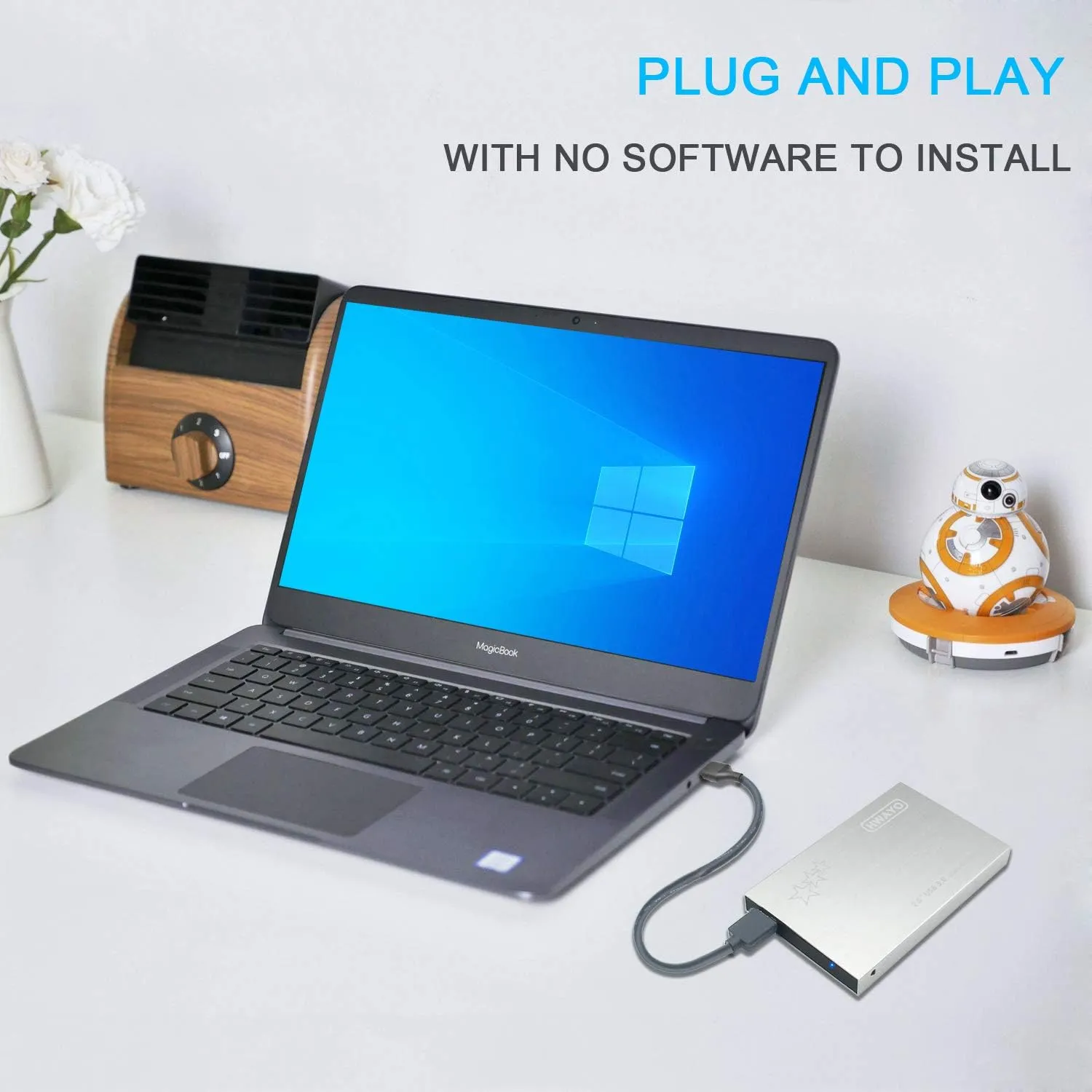 250GB External Hard Drive Portable 2.5'' Ultra Slim HDD Storage USB 3.0 for PC, Laptop, Mac, Chromebook, Xbox One (Silver)