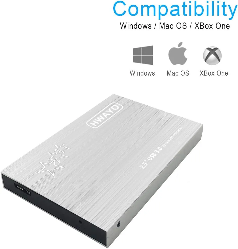 250GB External Hard Drive Portable 2.5'' Ultra Slim HDD Storage USB 3.0 for PC, Laptop, Mac, Chromebook, Xbox One (Silver)