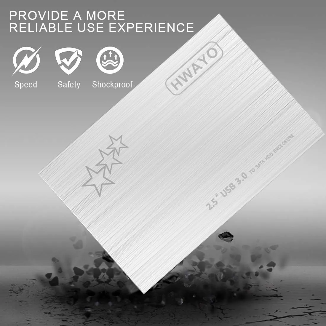 250GB External Hard Drive Portable 2.5'' Ultra Slim HDD Storage USB 3.0 for PC, Laptop, Mac, Chromebook, Xbox One (Silver)