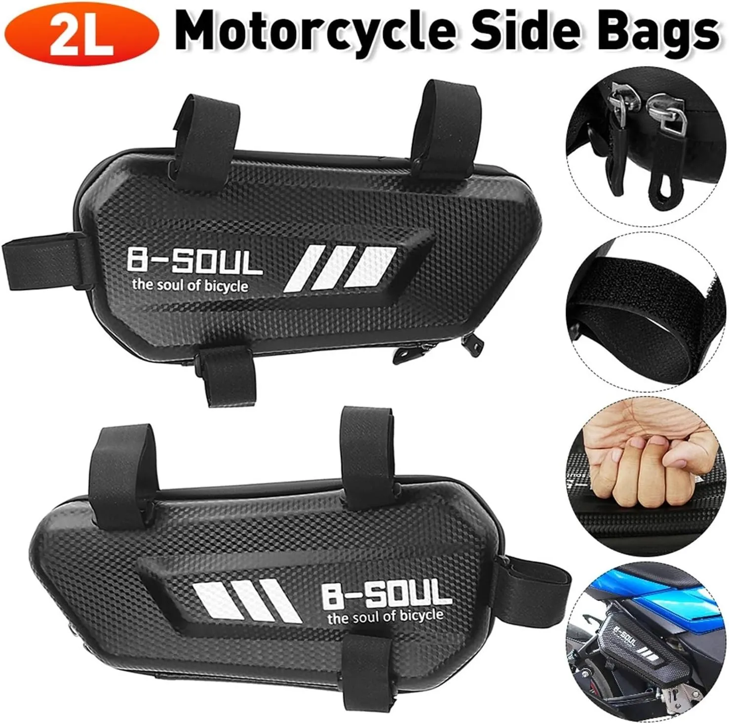 2L Electric Bike Hanging Bag Motorcycle Side Bags EVA Moto Engine Pack Hard Shell Bags Mountain Bike Triangle Pouch