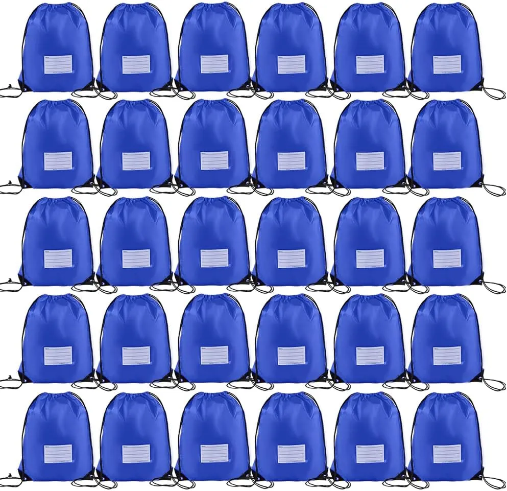 30 Pack Drawstring Bags,Bulk Draw String Backpack, DIY Gym Sports Cinch Bag Sackpack for Women Men, Blue