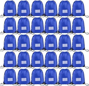 30 Pack Drawstring Bags,Bulk Draw String Backpack, DIY Gym Sports Cinch Bag Sackpack for Women Men, Blue