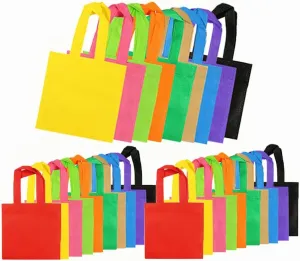 30 Pack Party Favor Bags Non-Woven Gift Tote Bags with Handles, 8x 8 Inches, 10 Colors