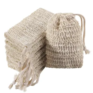 30 Pack Soap Exfoliating Bag Pouch Soap Saver Natural Ramie Soap Bag Hand Made Soap Bag Mesh Soap with Drawstring for Bath & Shower Use