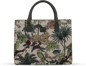 3B Women’s Tote Bag - Handcrafted Jungle Print Rug Design, Versatile Handbag with Top Handle & Shoulder Strap, Fits 14-Inch Laptop, Perfect for Office, Work, and Everyday Use