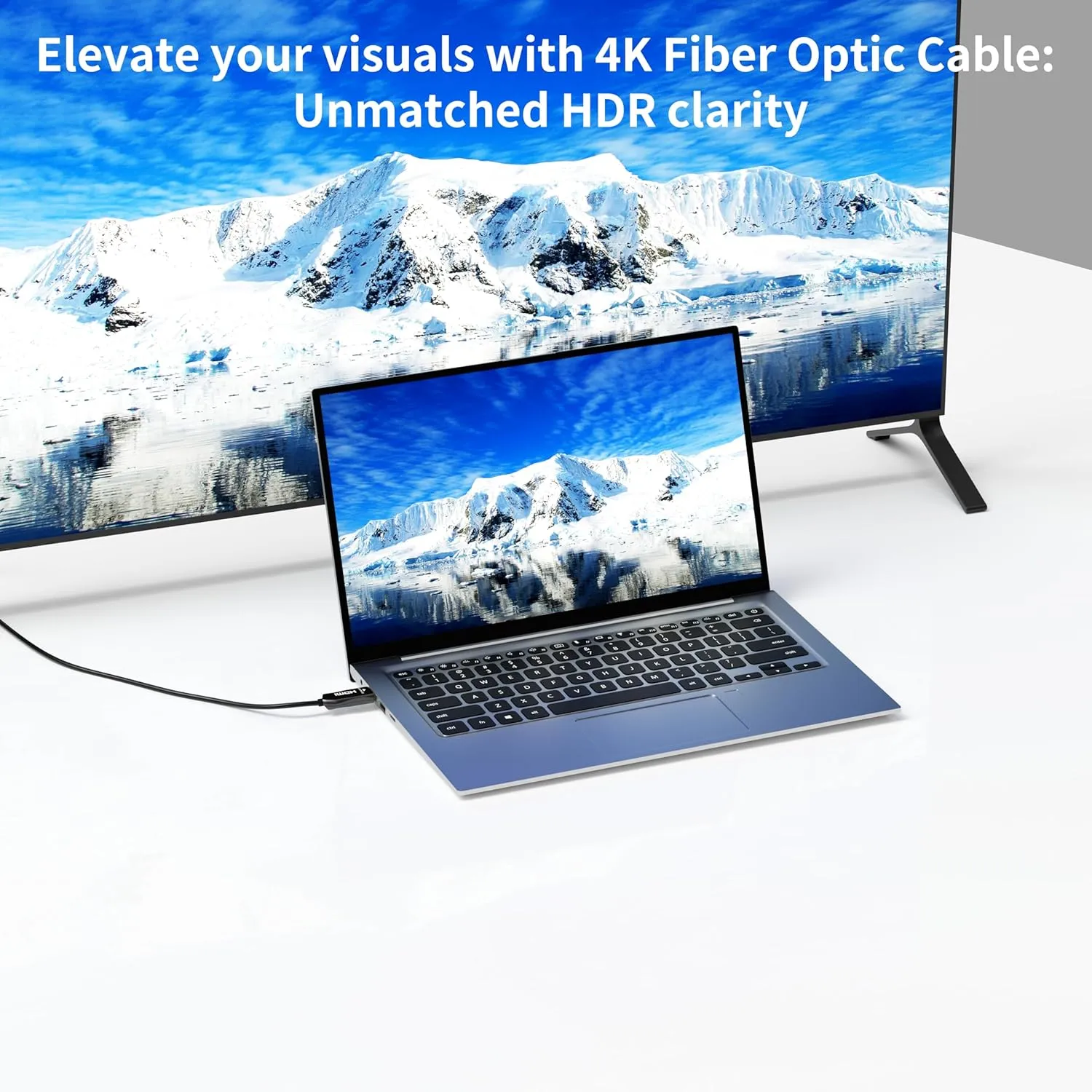 4K Fiber Optic HDMI Cable 75ft, High Speed HDMI 2.0 Cable, 18Gbps, Supports HDR, ARC, Directional Fiber HDMI Cord, Compatible with PS5/Blu-ray/TV Box/HDTV/Projector