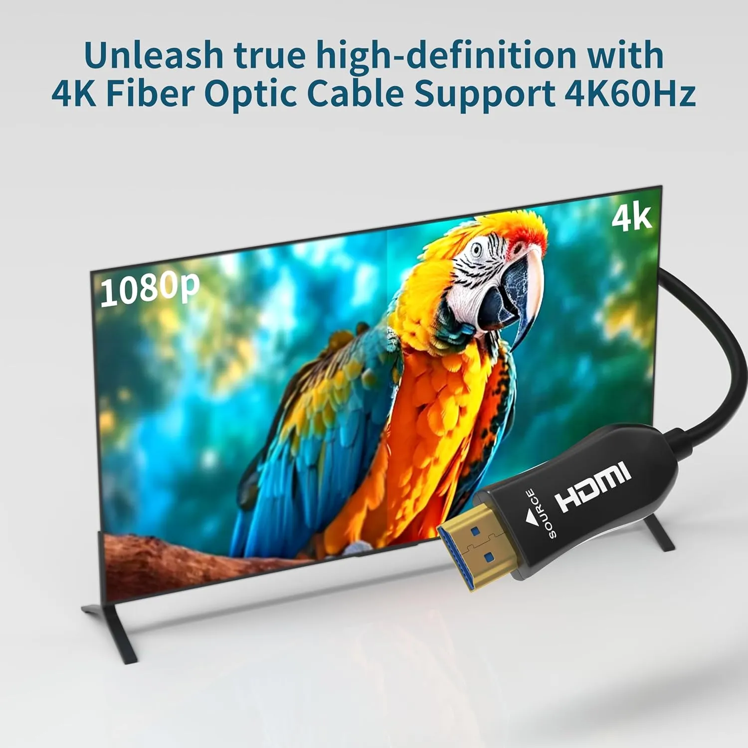 4K Fiber Optic HDMI Cable 75ft, High Speed HDMI 2.0 Cable, 18Gbps, Supports HDR, ARC, Directional Fiber HDMI Cord, Compatible with PS5/Blu-ray/TV Box/HDTV/Projector