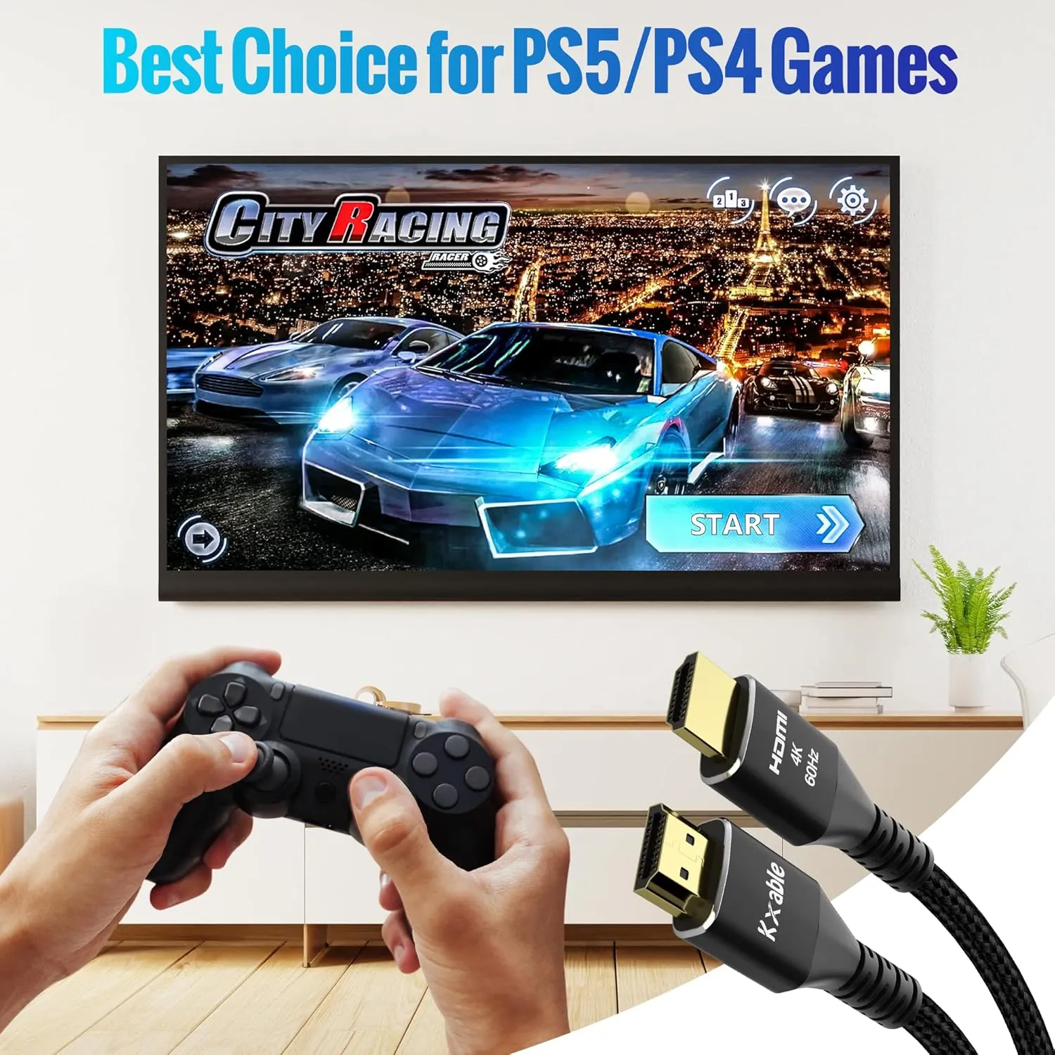 4K HDMI Cable 2 Feet (5 Pack), Ultra HD HDMI 2.0 Cable, Nylon Braided & Gold-Plated Connectors, 4K @ 60Hz, 2K,1080P, HDCP 2.2, ARC, Bulk HDMI Cables for Laptop, Monitors, HDTV, PS5, Xbox One & More