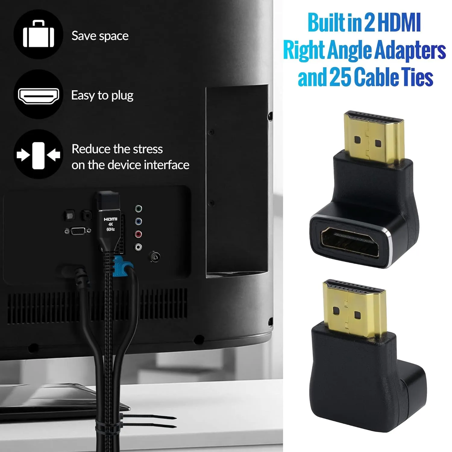 4K HDMI Cable 2 Feet (5 Pack), Ultra HD HDMI 2.0 Cable, Nylon Braided & Gold-Plated Connectors, 4K @ 60Hz, 2K,1080P, HDCP 2.2, ARC, Bulk HDMI Cables for Laptop, Monitors, HDTV, PS5, Xbox One & More