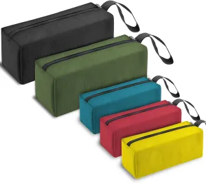 5 Pack Canvas Tool Pouch of Two Sizes, Tool Pouches with Zipper, Multipurpose Zipper Bags Tools is Suitable for Storing Scattered Tools, Cosmetics, and Various Items (5 Colors)
