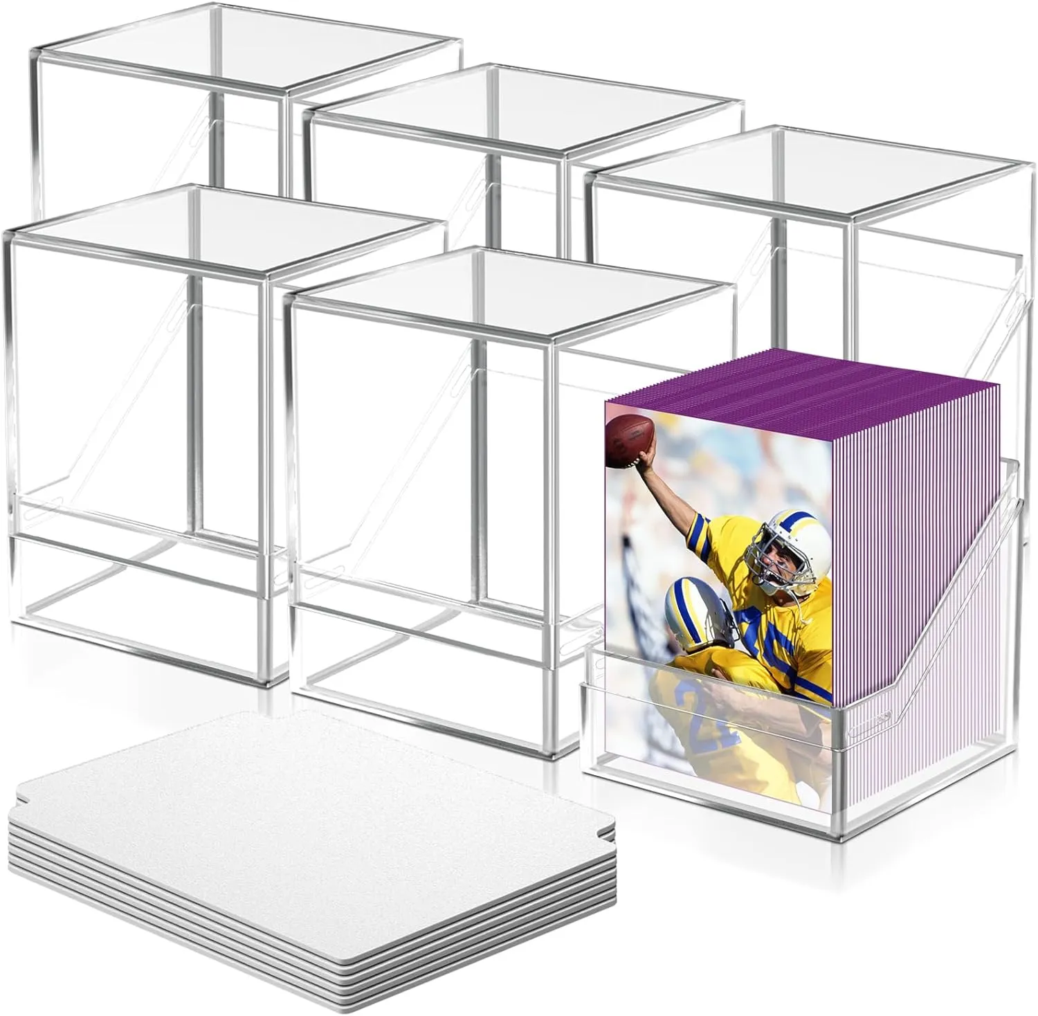 6 Pack Card Deck Cases for Trading Card, Acrylic Commander Storage Boxes Holding 600  Sleeved Cards with 6 Dividers, Clear Storage Boxes Fit for MTG TCG and Sport Cards (6 Pack)
