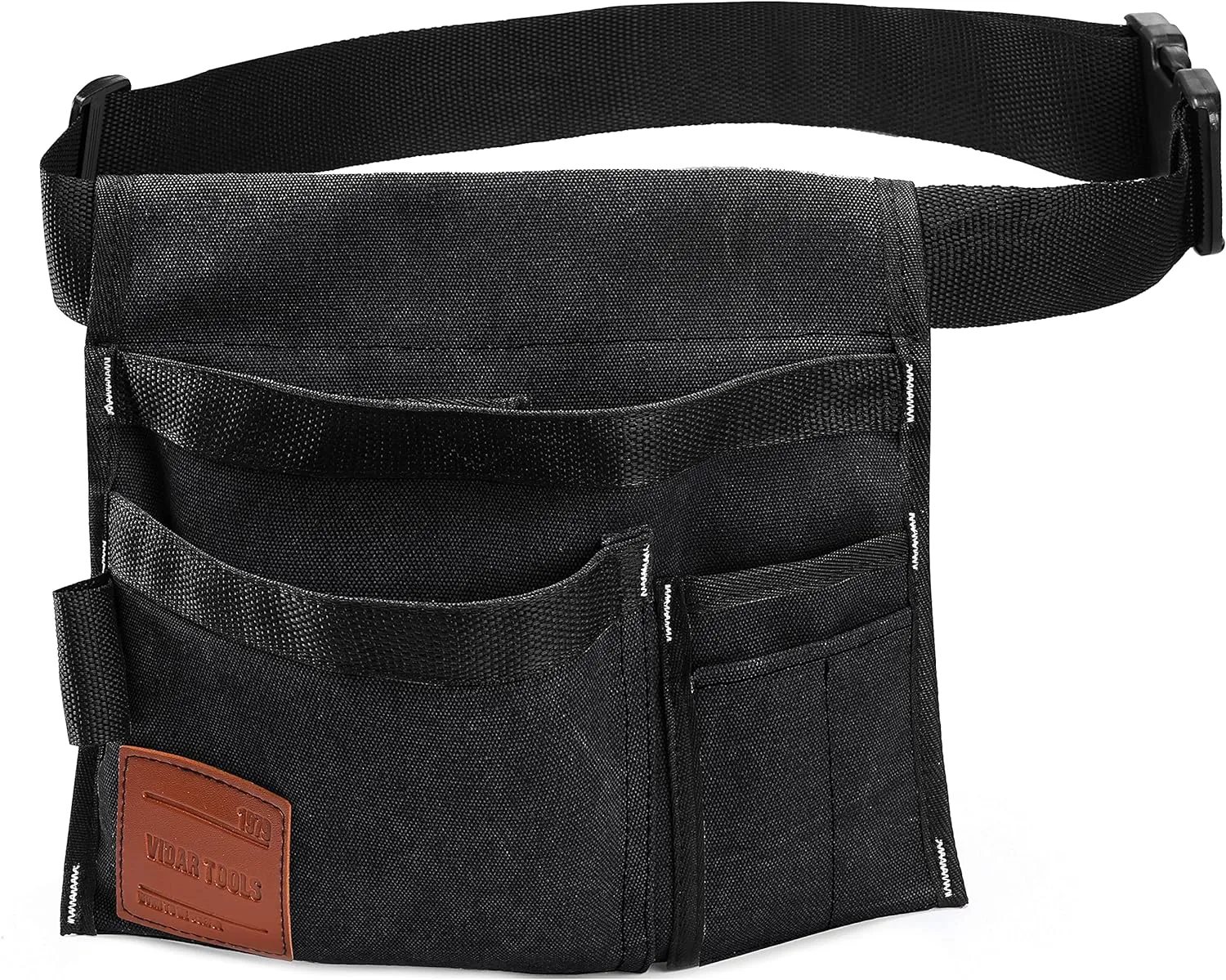 6-Pocket Single Side Tool Belt Pouch/Utility Belt/Work Apron for Carpenter and Gardener.Durable Canvas Construction.Comfortable Adjustable Belt.Light Weight.BLACK