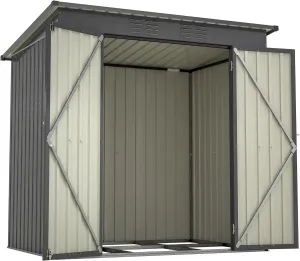 6 x 4 FT Outdoor Storage Shed, Metal Garden Shed with Floor Frame, Small Tool Shed Outdoor Storage with Lockable Sliding Doors & Air Vents, Storage House Waterproof for Backyard, Lawn, Black