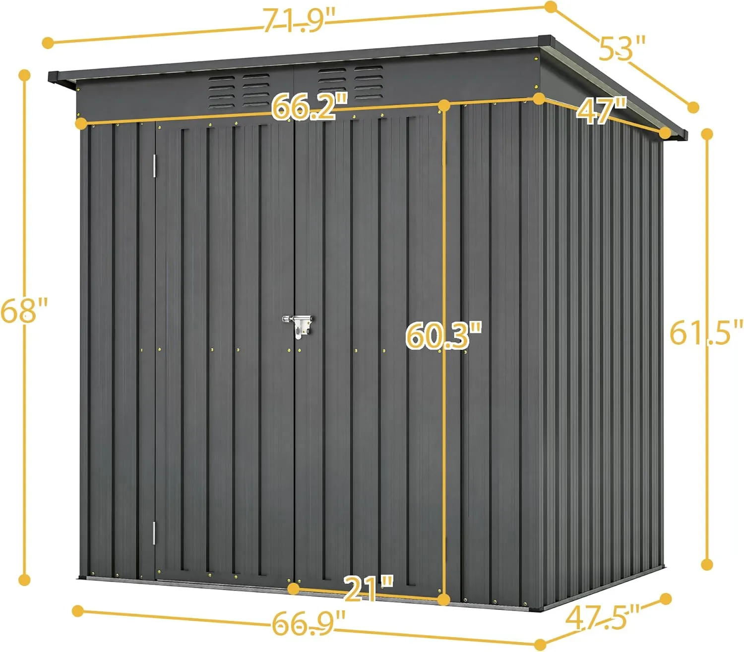 6 x 4 FT Outdoor Storage Shed, Metal Garden Shed with Floor Frame, Small Tool Shed Outdoor Storage with Lockable Sliding Doors & Air Vents, Storage House Waterproof for Backyard, Lawn, Black