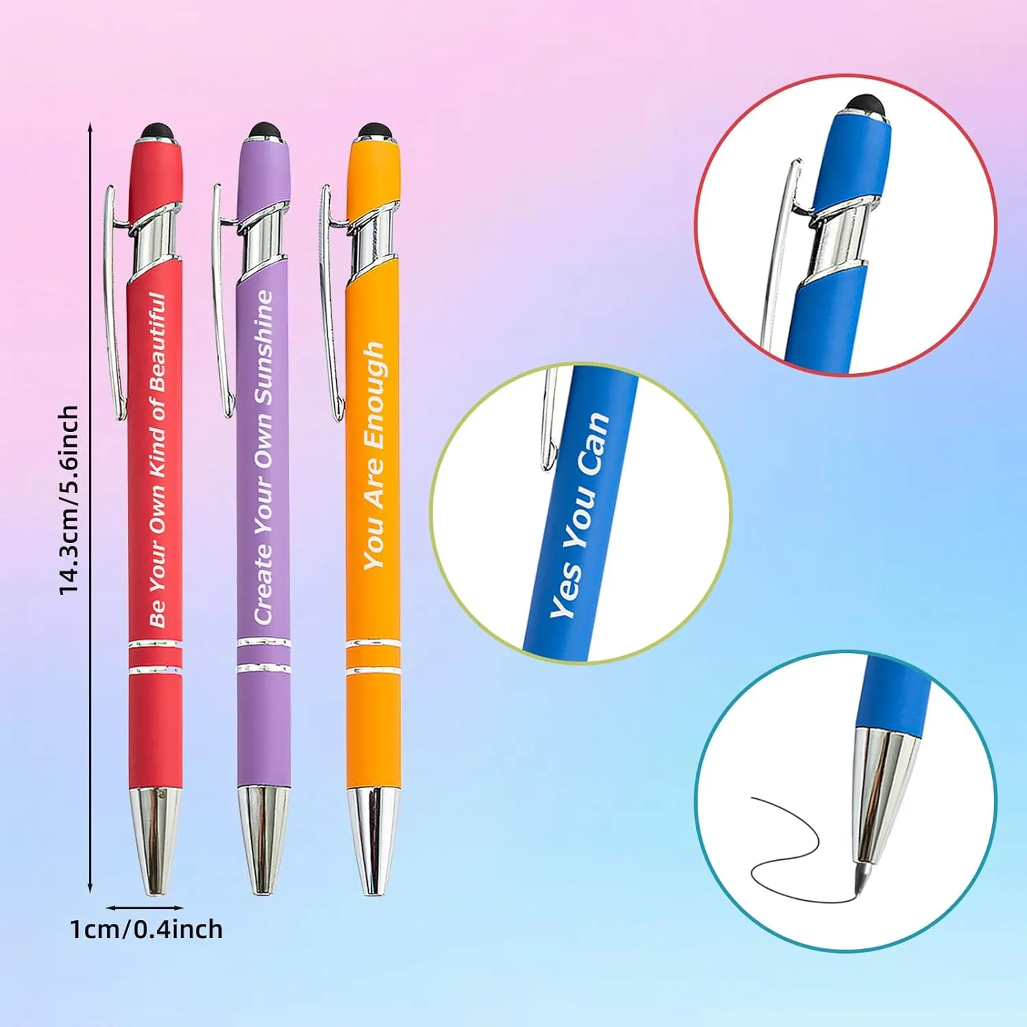 60 Piece Inspirational Pens Kit with Stylus Tip & Sayings – 30 Motivational Pen   30 Individual Bags – Uplifting Quote & Positive Ideas – For Teachers, Office, School, Meetings, Team Events