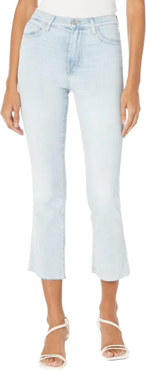 7 For All Mankind High-Waist Slim Kick w/Raw Hem in Lefthand Rosemary
