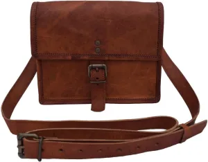 9 Inch Handmade Vintage Leather Crossbody Sling Bag Men Women Unisex Teens Purse Wallet Satchel Handbag Messenger Bags