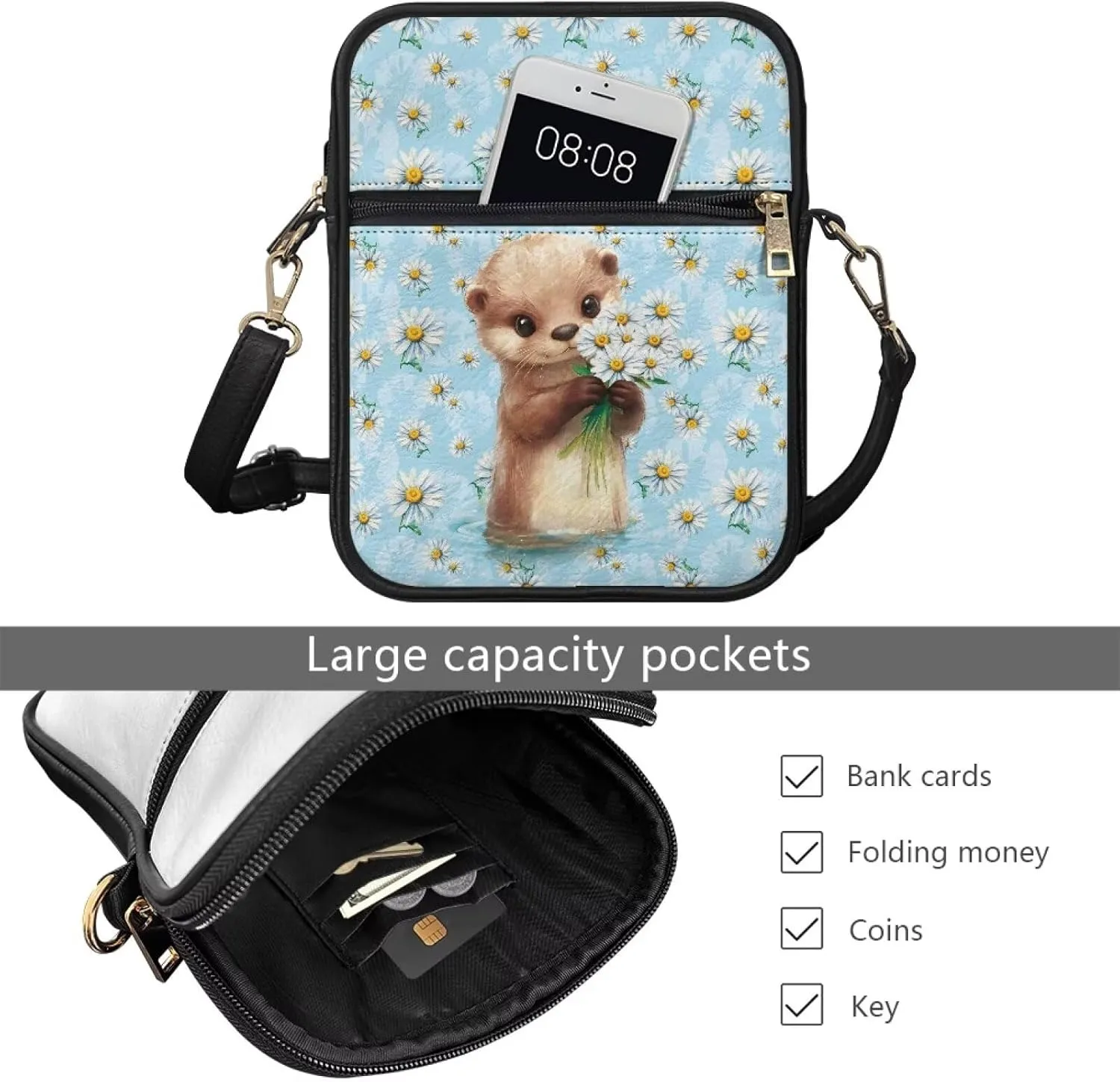 9.5 inch Leather Messenger Bag Sling Bag Crossbody Shoulder Bags for Travel Work Business Men Women