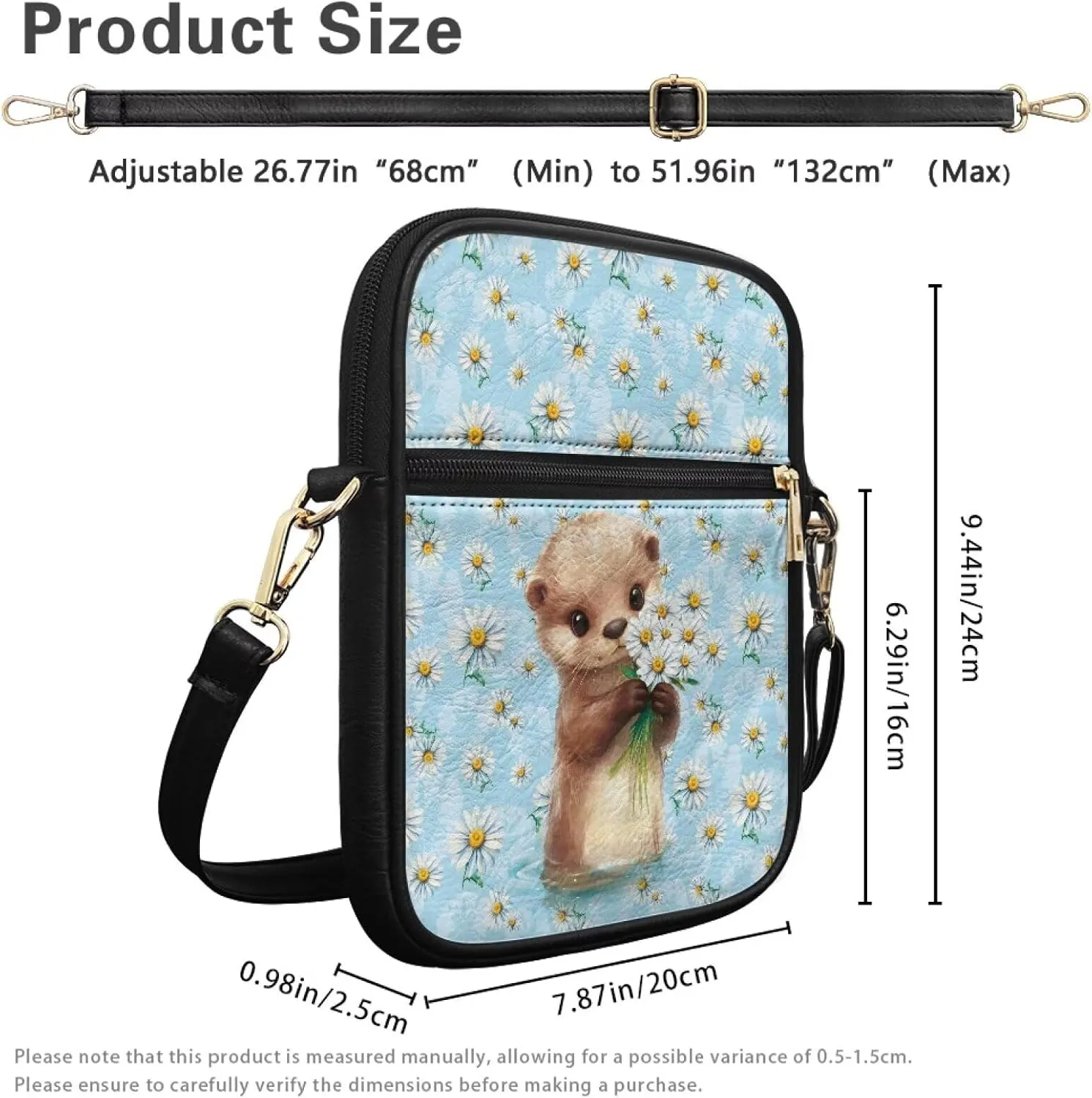 9.5 inch Leather Messenger Bag Sling Bag Crossbody Shoulder Bags for Travel Work Business Men Women